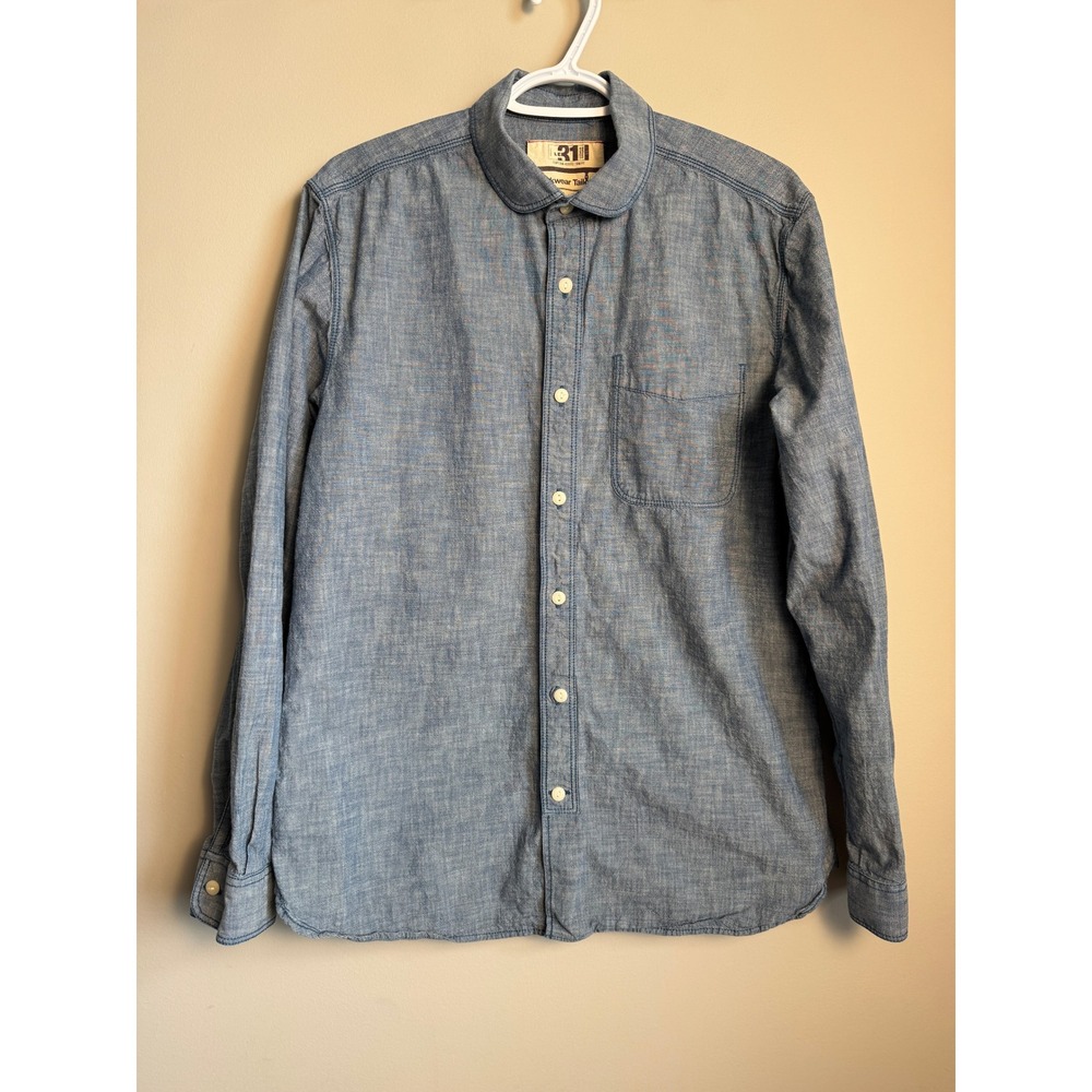 Le 31 Workwear Tailoring‎ Blue Chambray Cotton Button Up Shirt Mens L Gorpcore